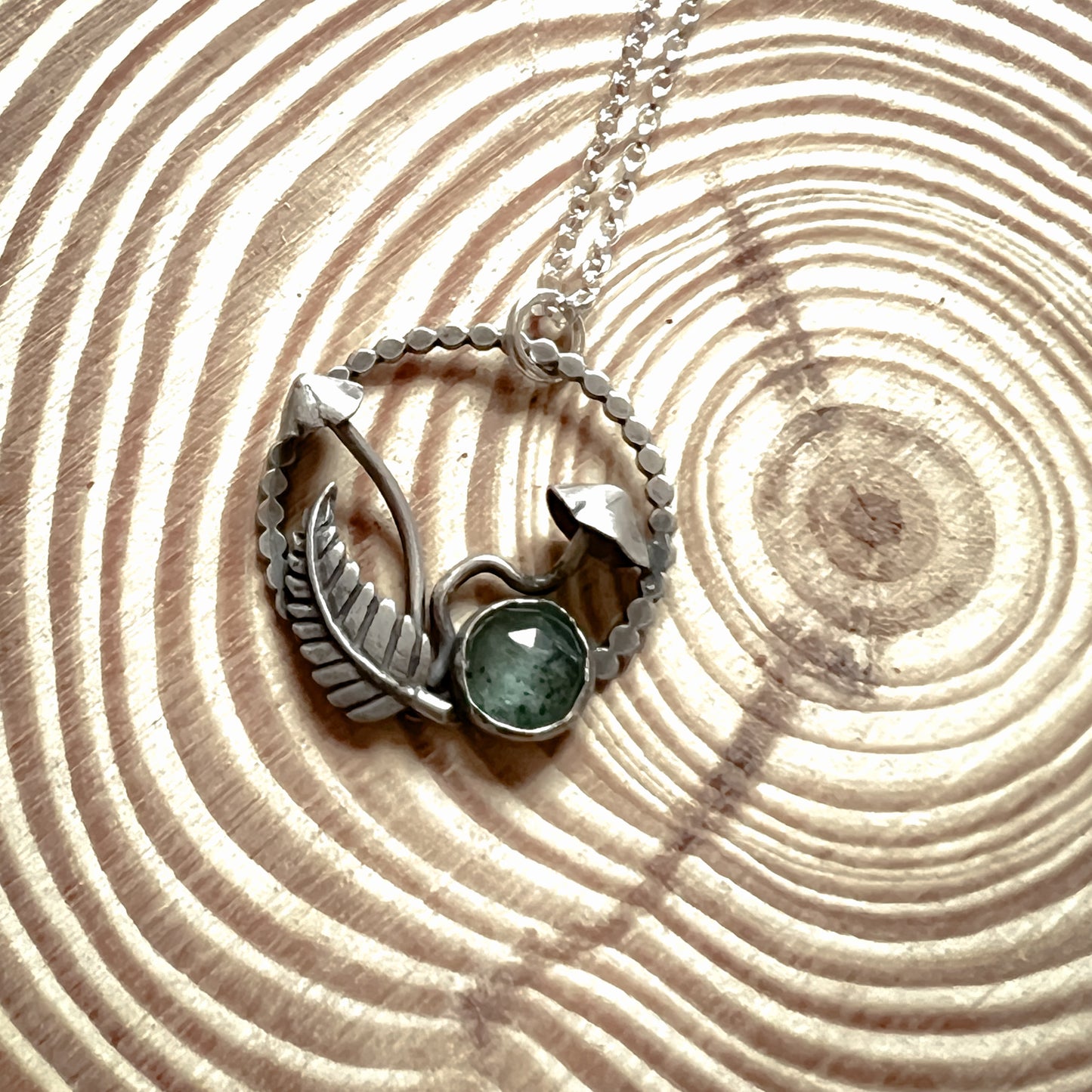 Mushroom Circle, Necklace, Small Dog Silver