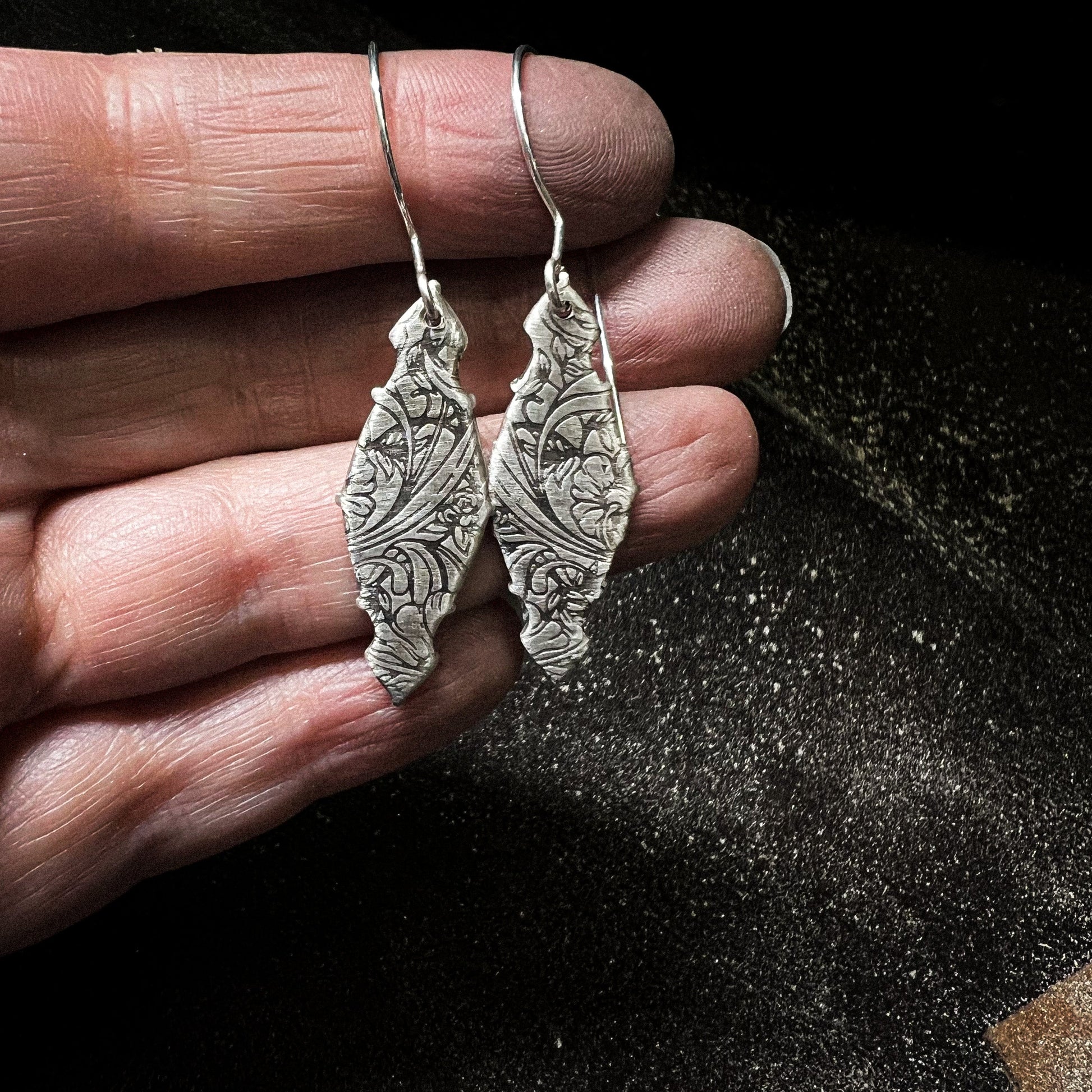 Imprinted Earrings, Earrings, Small Dog Silver