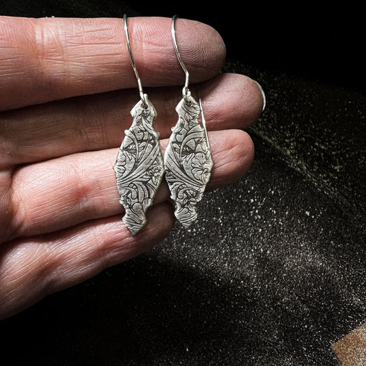 Imprinted Earrings, Earrings, Small Dog Silver