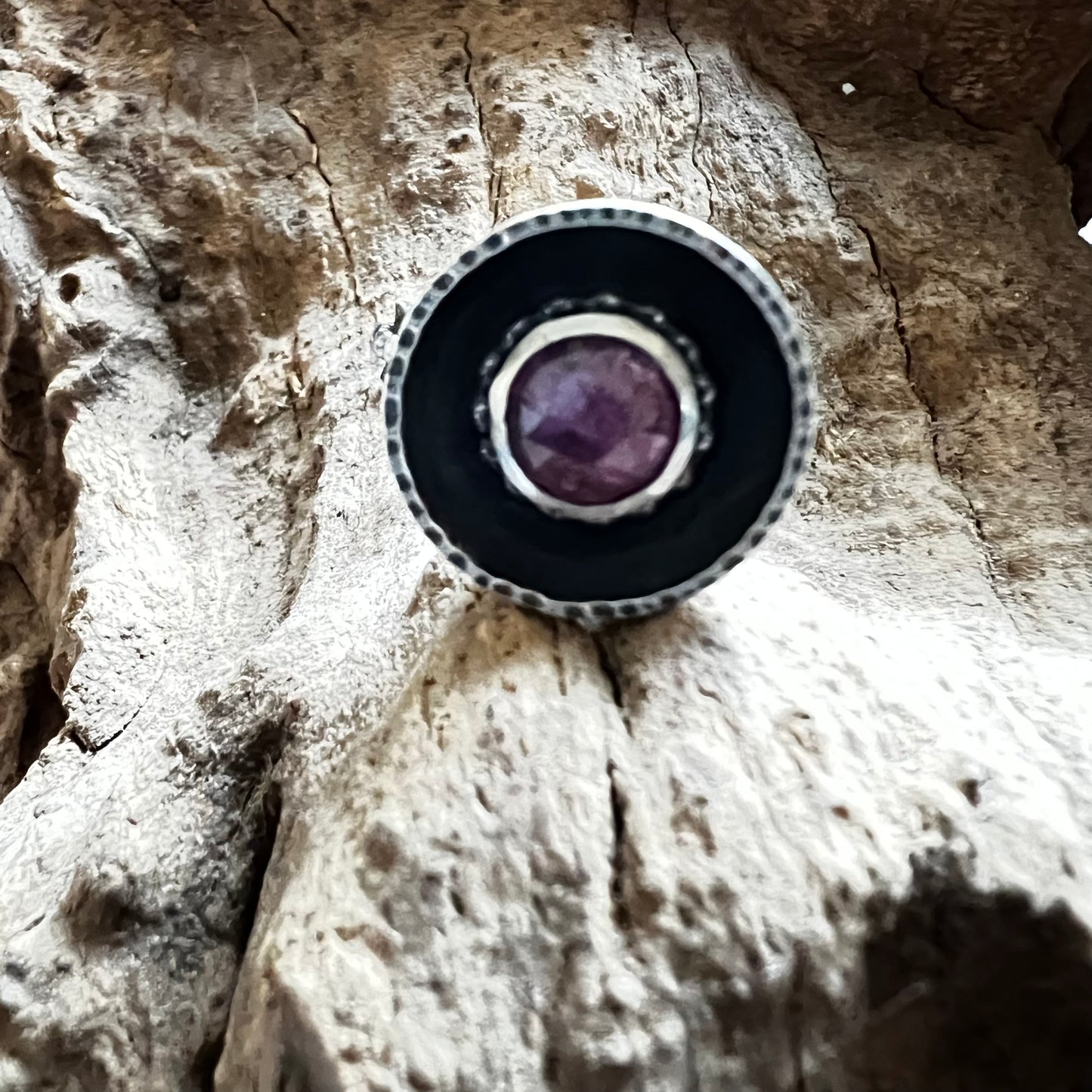 Dark Pink Ring, Rings, Small Dog Silver