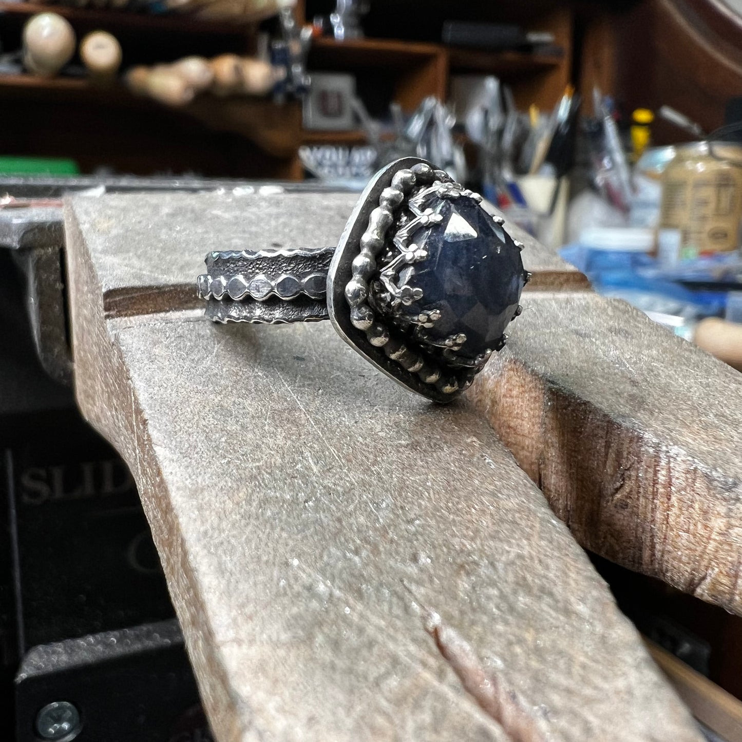 Sapphire Cushion Ring, Rings, Small Dog Silver