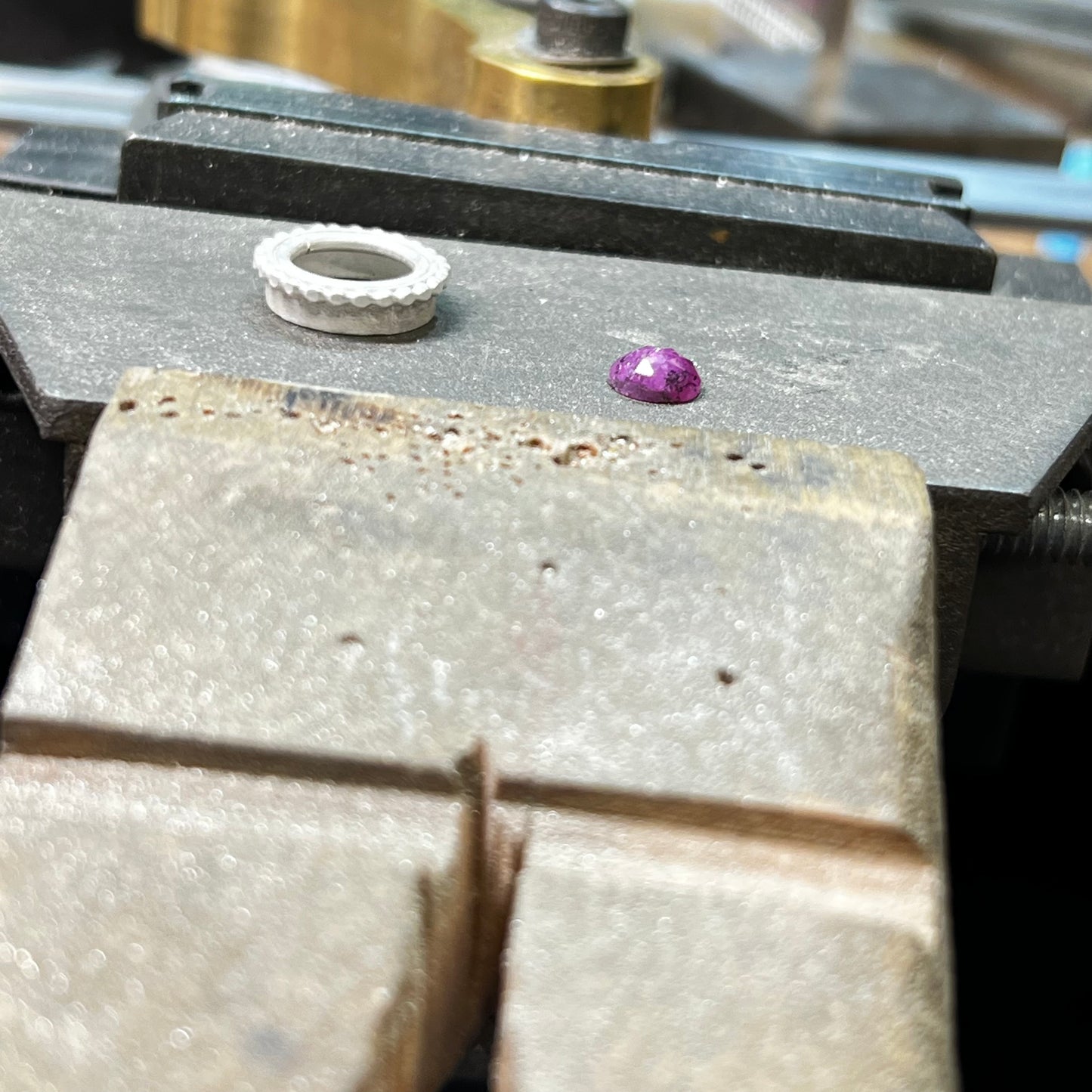 Dark Pink Ring, Rings, Small Dog Silver