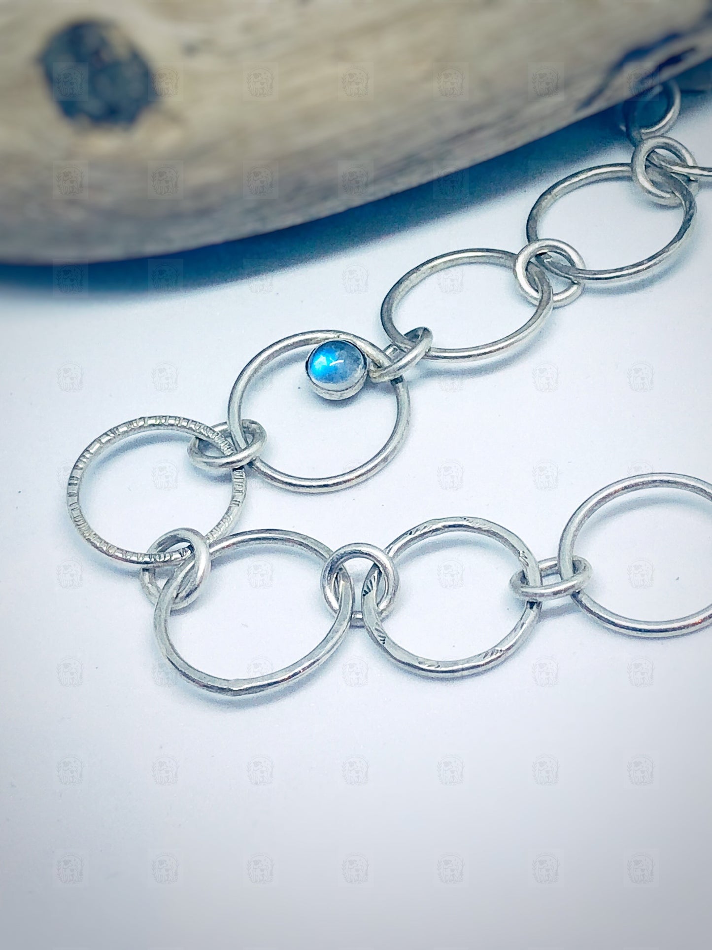 Moonstone Circles - Sterling Silver & Moonstone bracelet, Bracelet, Small Dog Silver