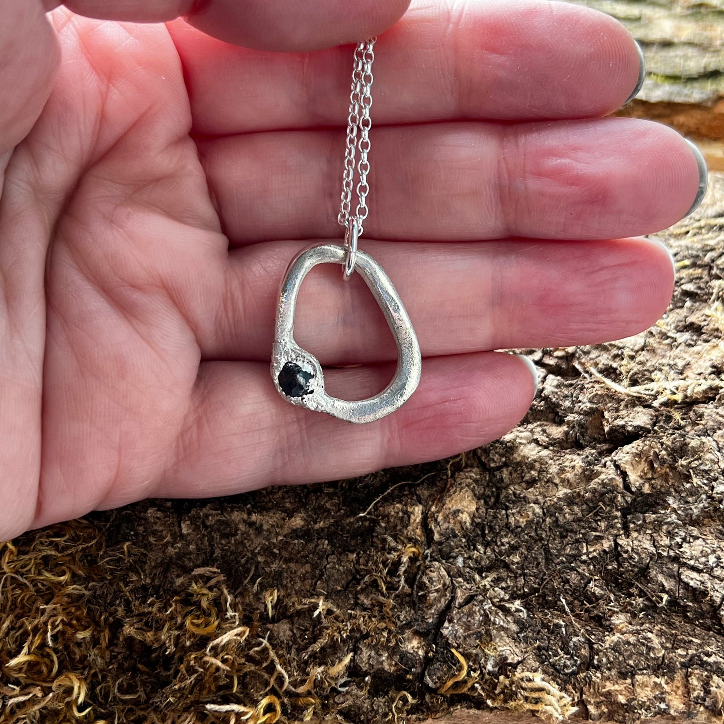 Diamond Halo, Necklace, Small Dog Silver
