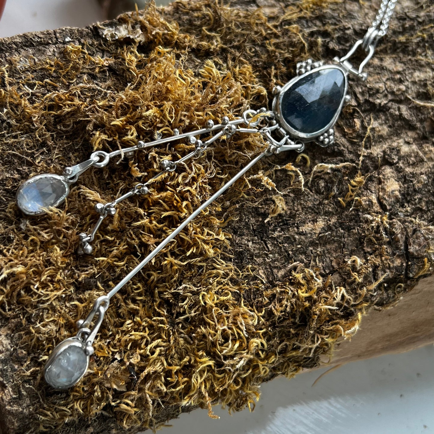 Sapphire Statement, Necklace, Small Dog Silver