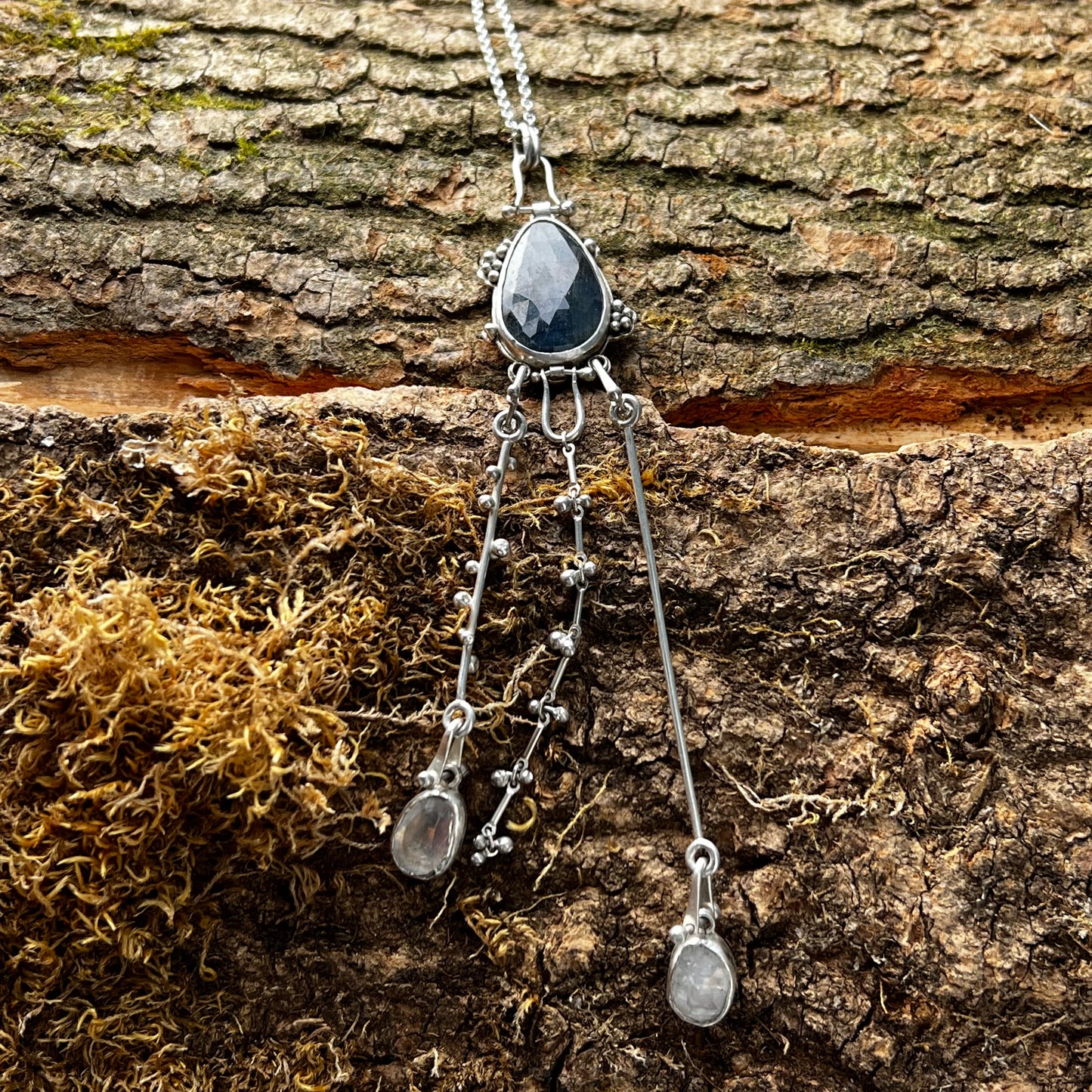 Sapphire Statement, Necklace, Small Dog Silver