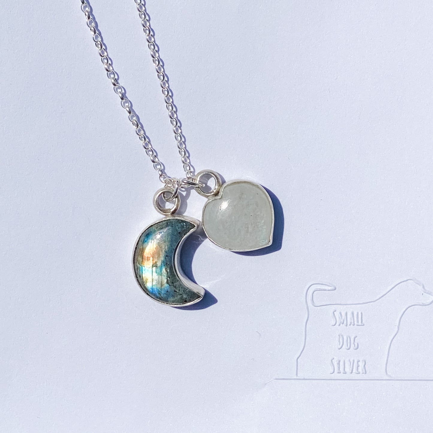 charm necklace - crescent moon & heart