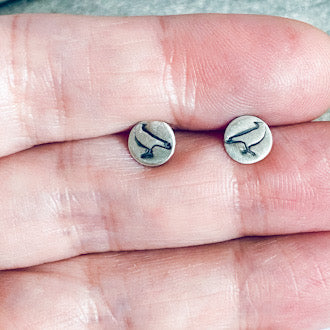Tiny Disc Earrings, Earrings, Small Dog Silver