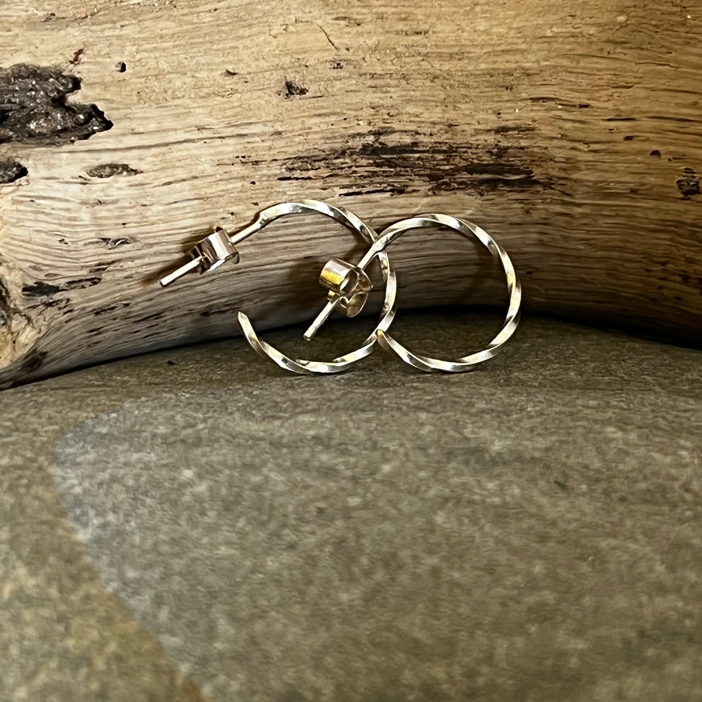 Twisted Hoop Earrings, Earrings, Small Dog Silver