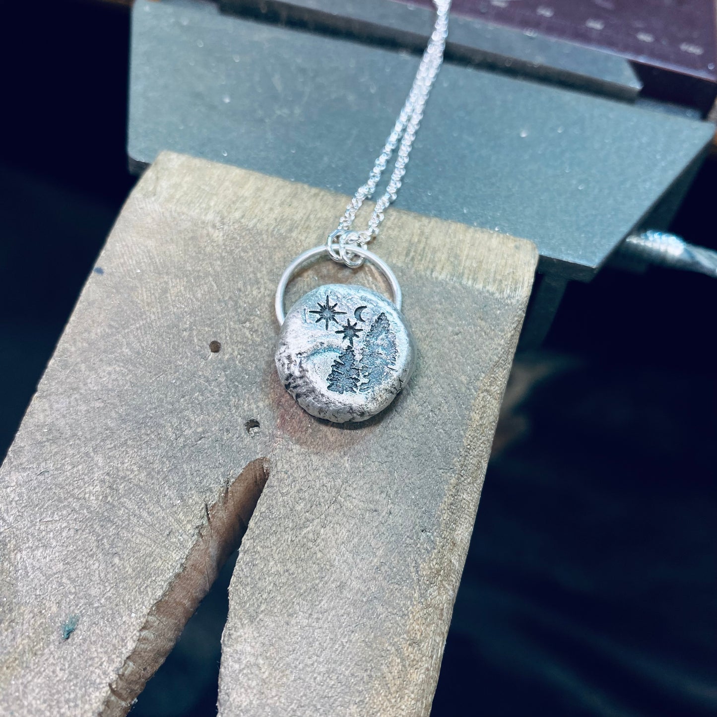 Starry Forest Pebble Necklace