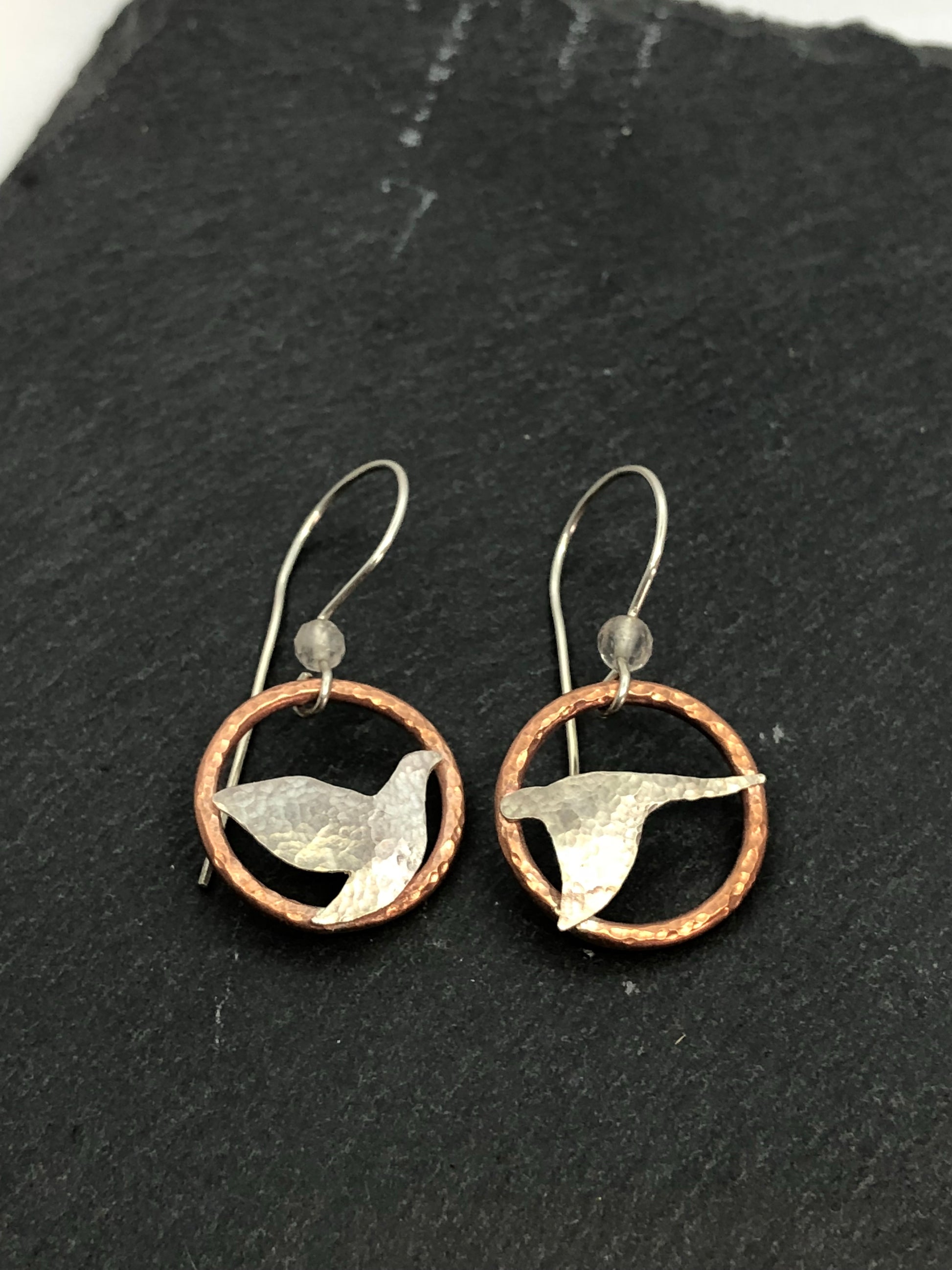 Flying Birds Earrings, Earrings, Small Dog Silver