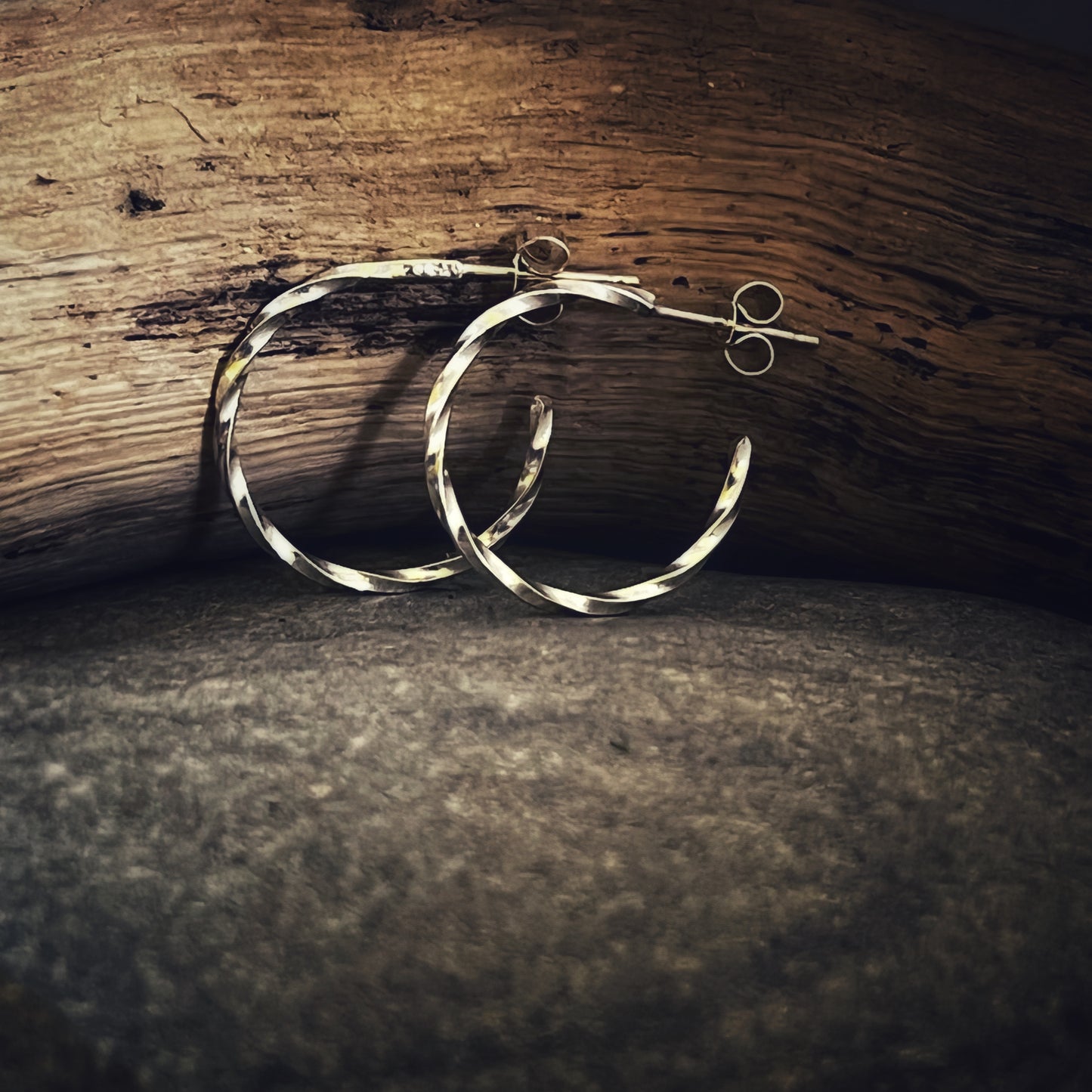 Twisted Hoop Earrings, Earrings, Small Dog Silver