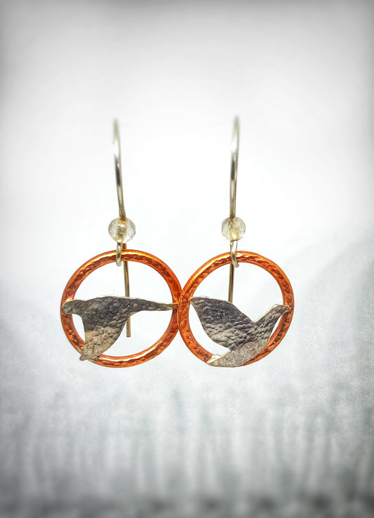 Flying Birds Earrings, Earrings, Small Dog Silver