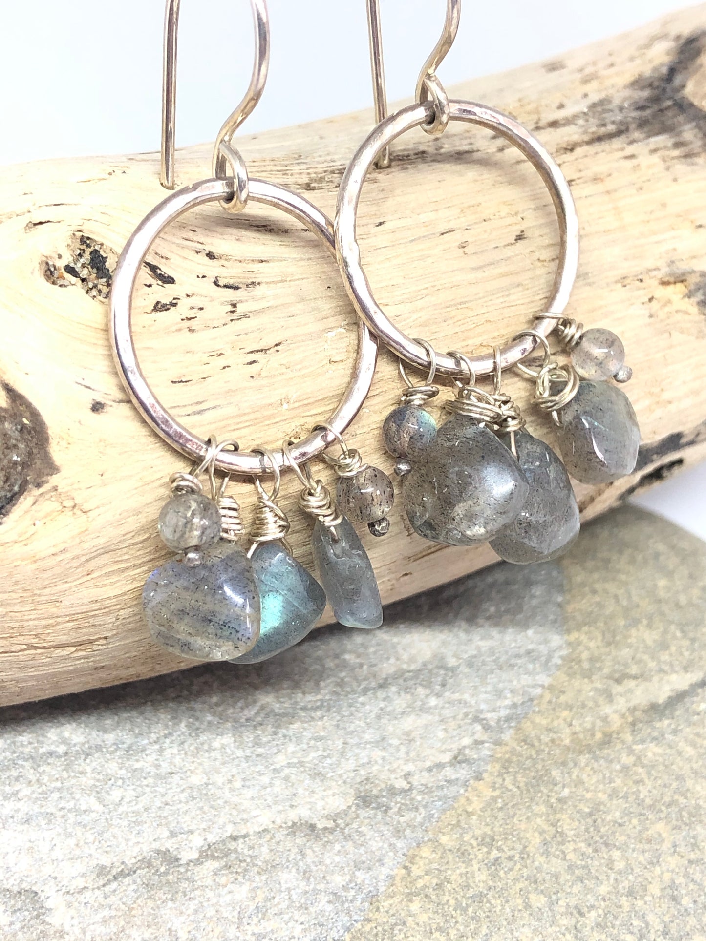 Labradorite Boho Hoop Earrings