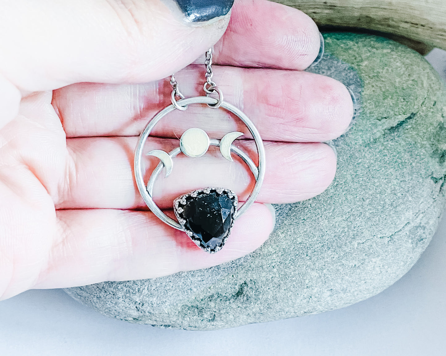 Triple Goddess Necklace, Necklace, Small Dog Silver