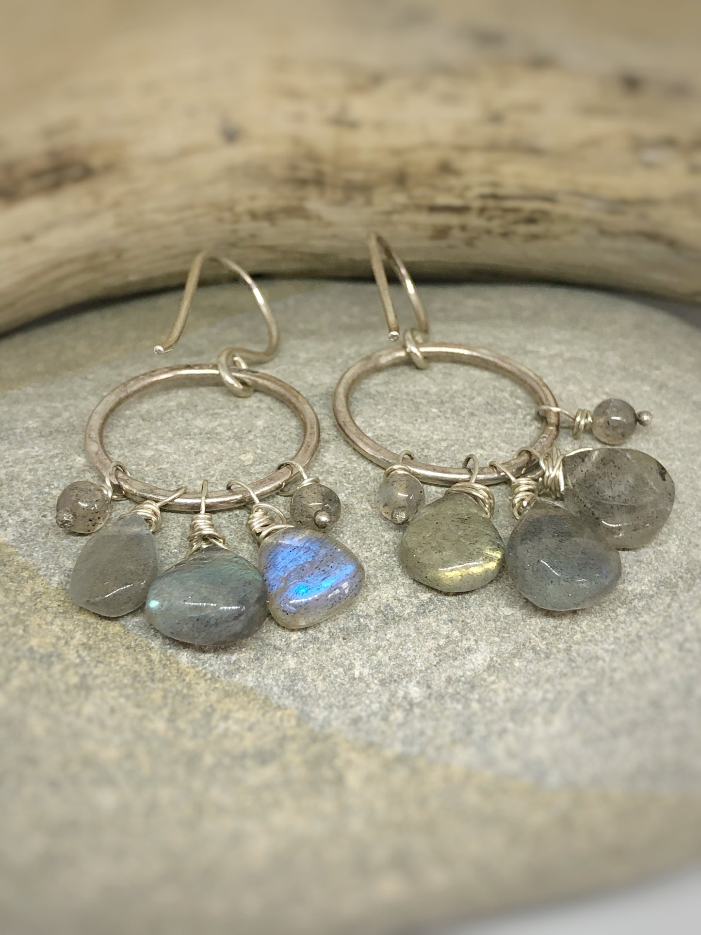 Labradorite Boho Hoop Earrings