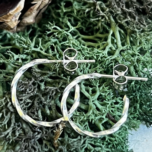 Twisted Hoop Earrings, Earrings, Small Dog Silver