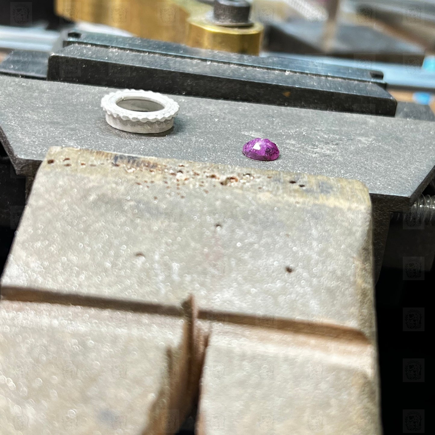 Dark Pink Ring, Rings, Small Dog Silver