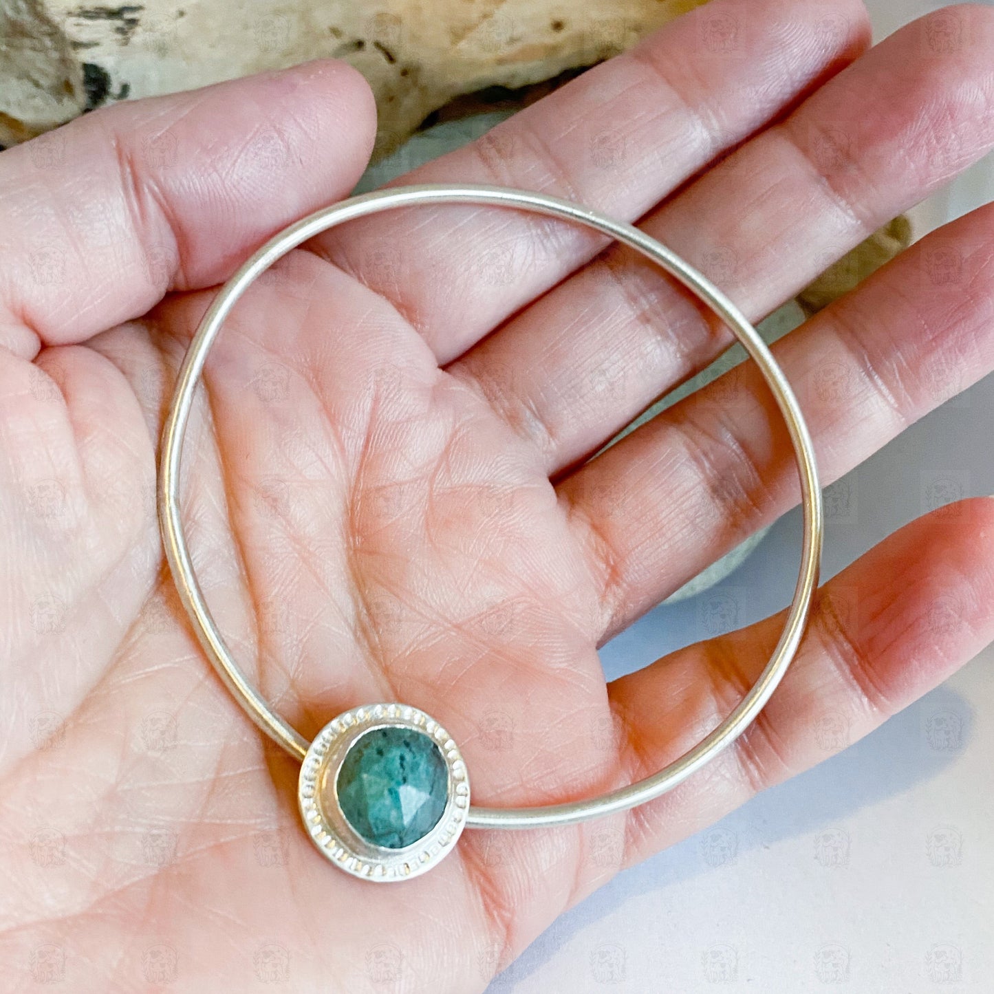Turquoise Spinner Bangle, Bangle, Small Dog Silver