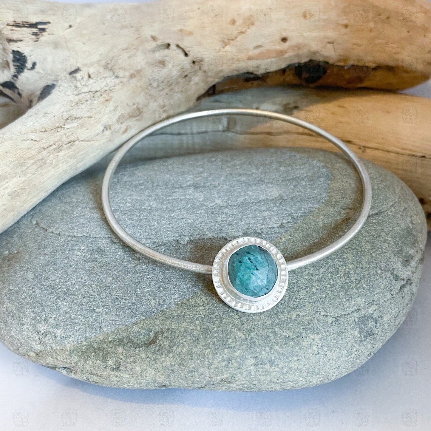 Turquoise Spinner Bangle, Bangle, Small Dog Silver