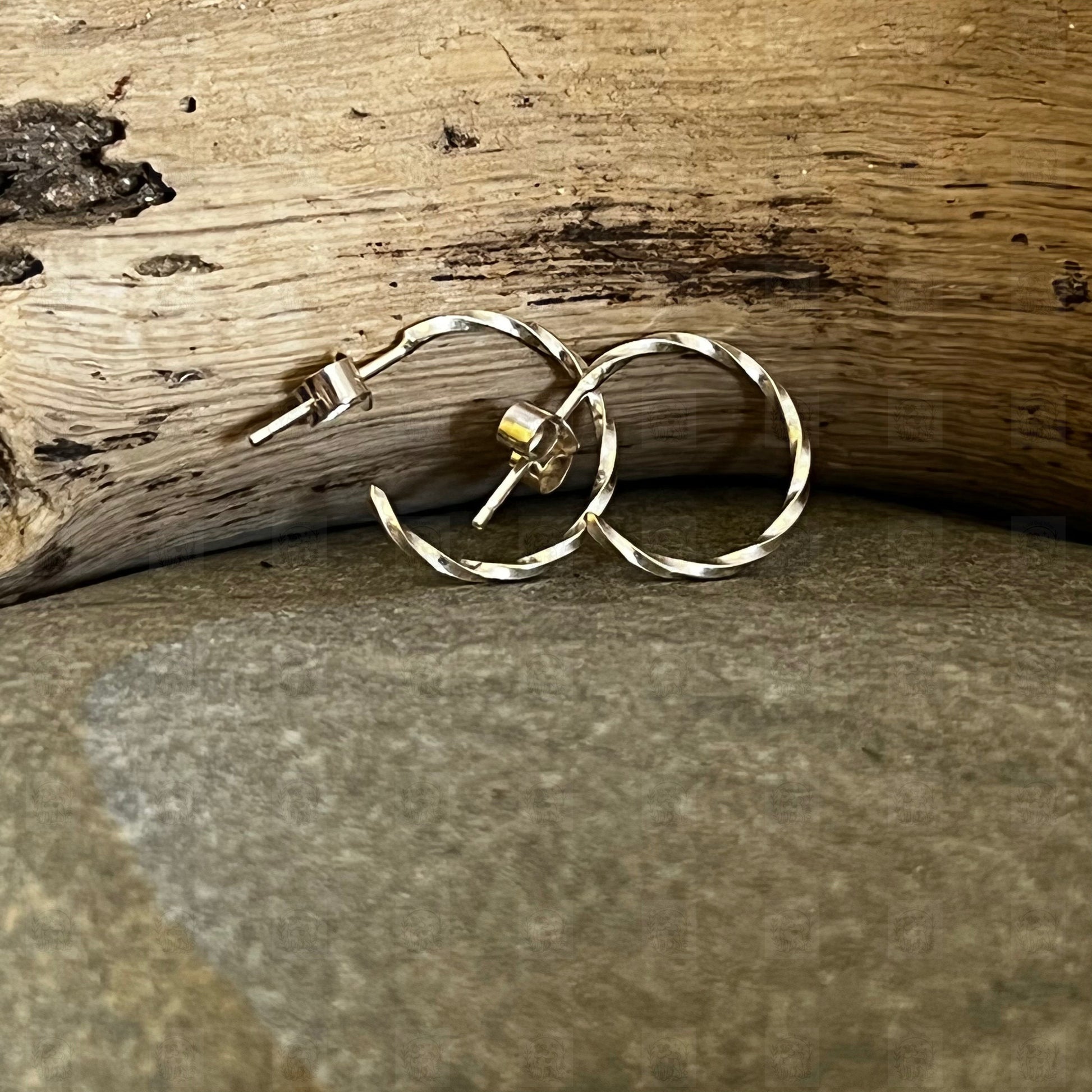 Twisted Hoop Earrings, Earrings, Small Dog Silver