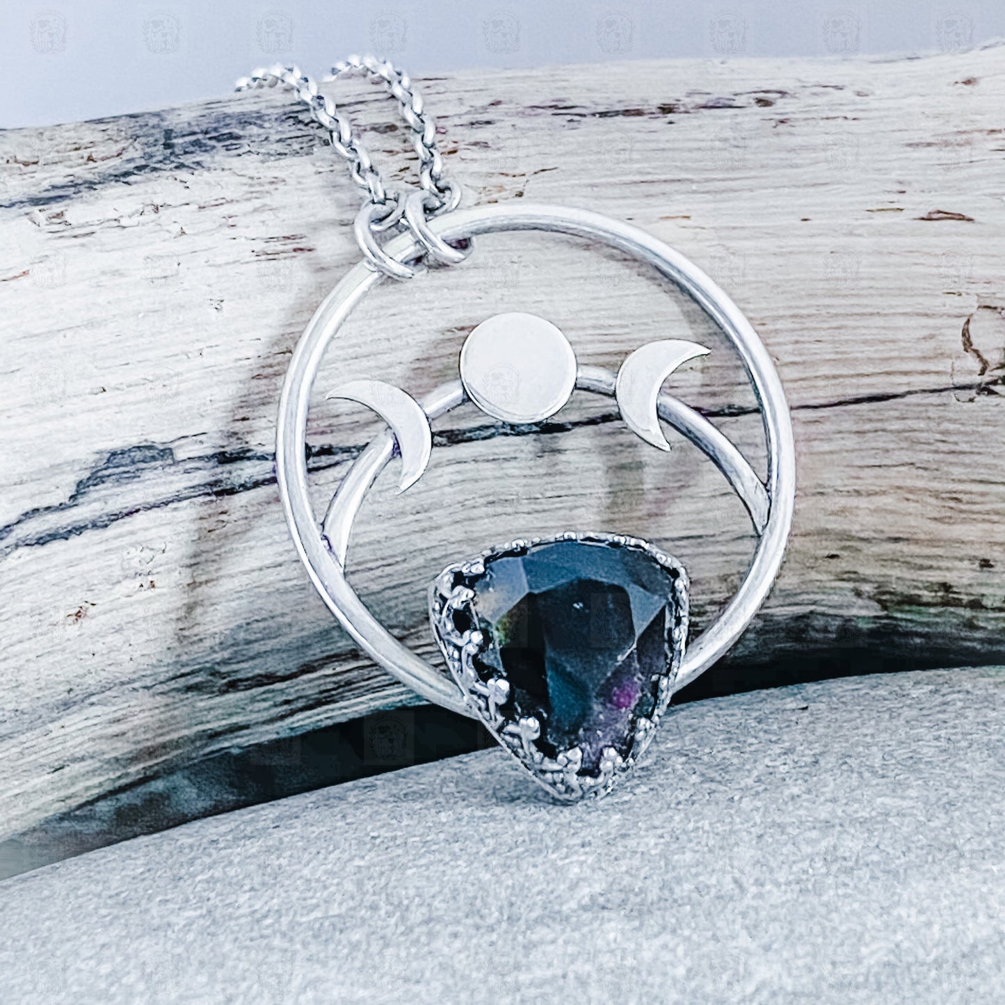 Triple Goddess Necklace, Necklace, Small Dog Silver