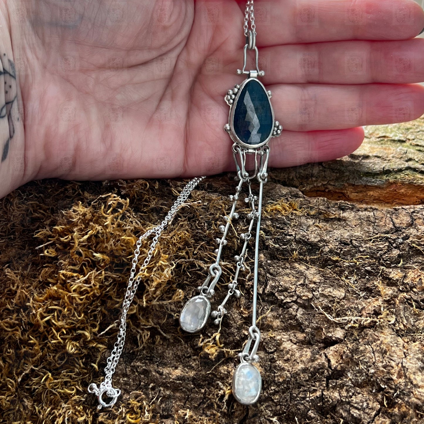Sapphire Statement, Necklace, Small Dog Silver