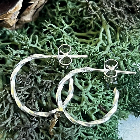 Twisted Hoop Earrings, Earrings, Small Dog Silver