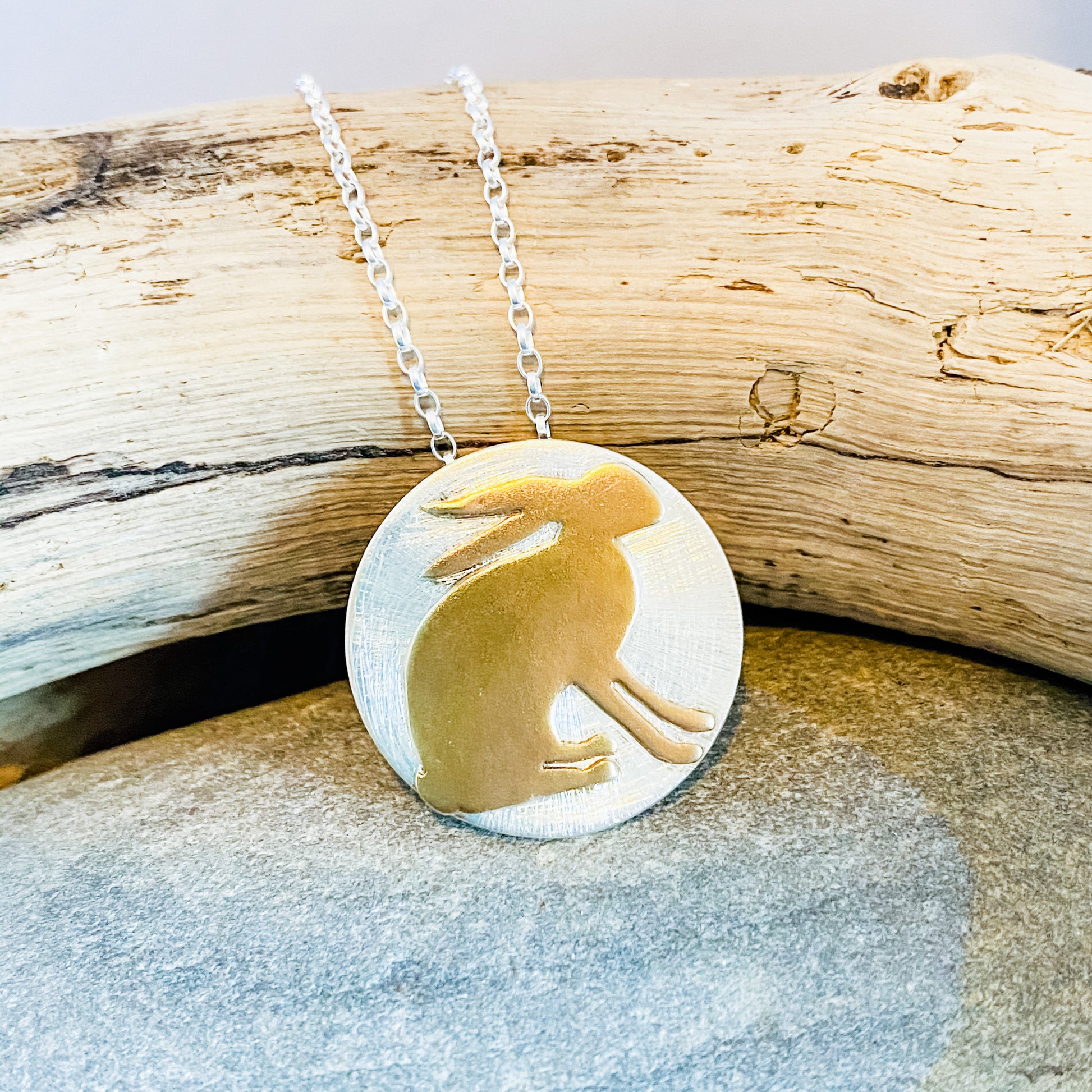 Golden Hare, Necklace, Small Dog Silver
