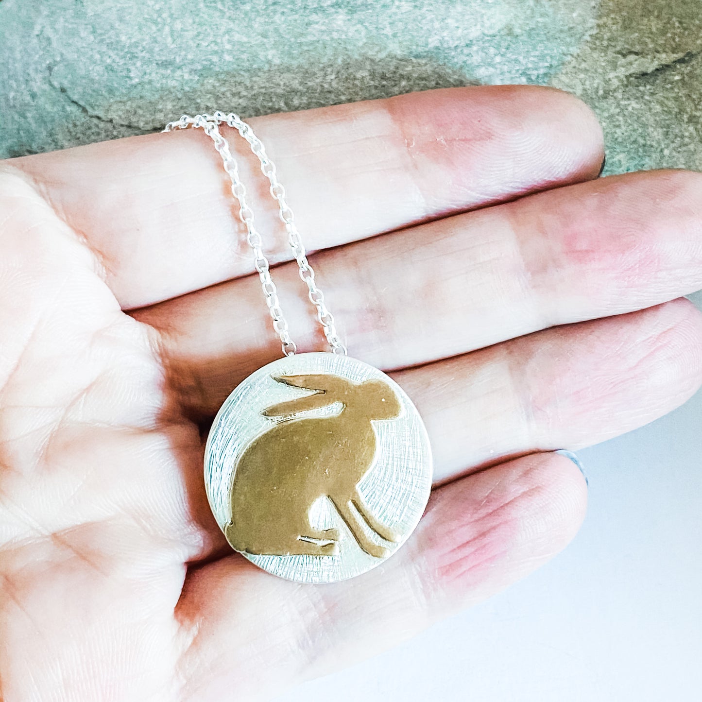 Golden Hare, Necklace, Small Dog Silver