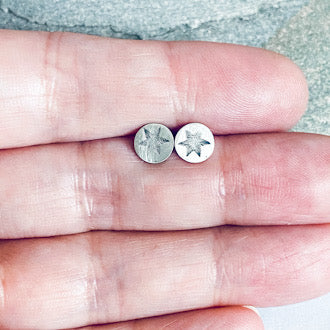 Tiny Disc Earrings, Earrings, Small Dog Silver