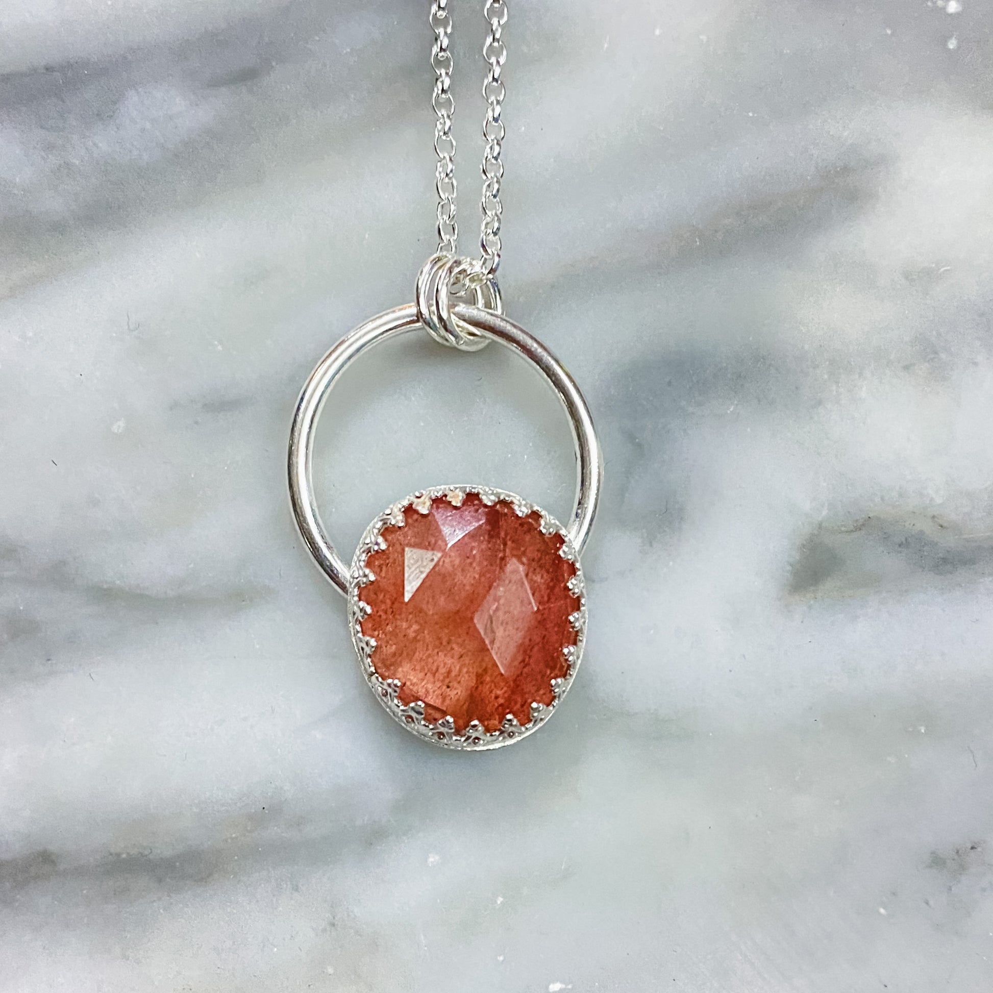 juicy strawberry quartz gemstone necklace