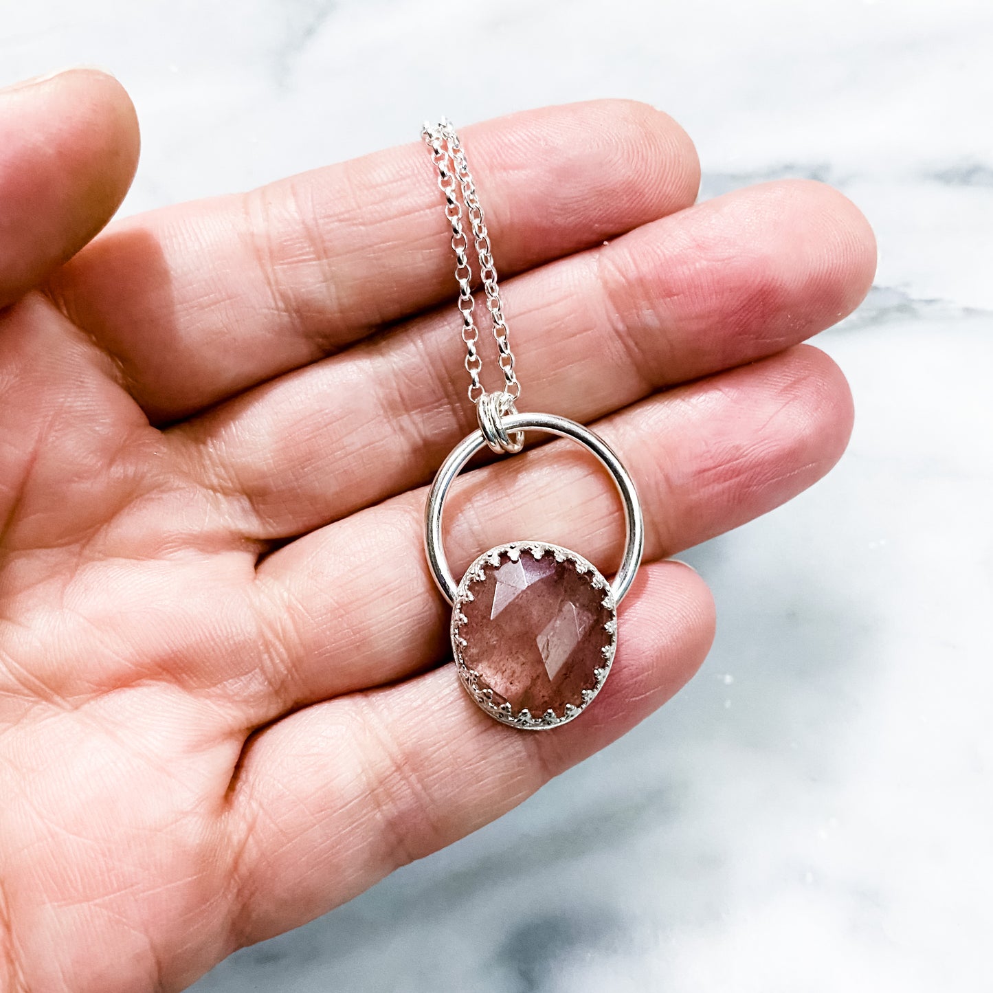 juicy strawberry quartz gemstone necklace