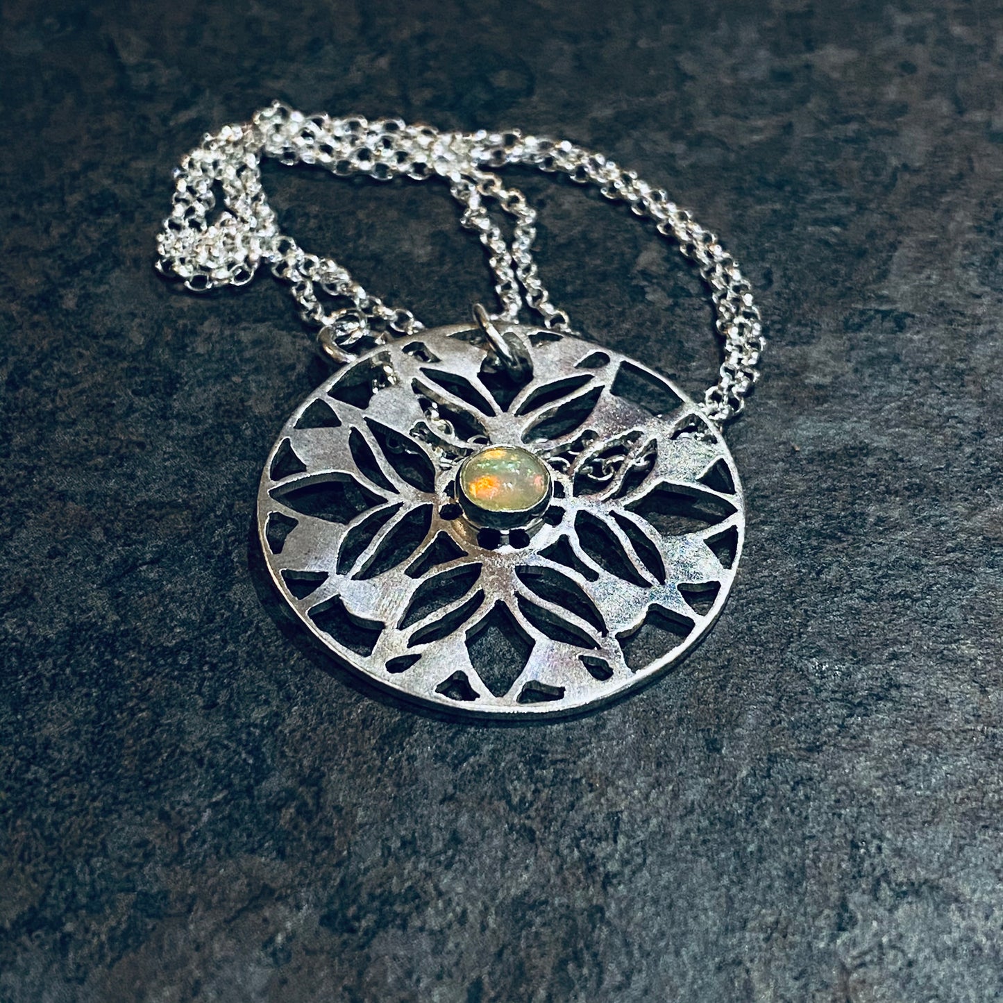 Opal Mandala, Necklace, Small Dog Silver